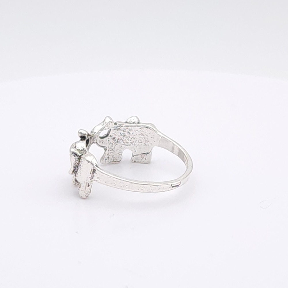 Silver Elephant Wrap Ring Size 7 Animal Band Statement - Picture 9 of 15